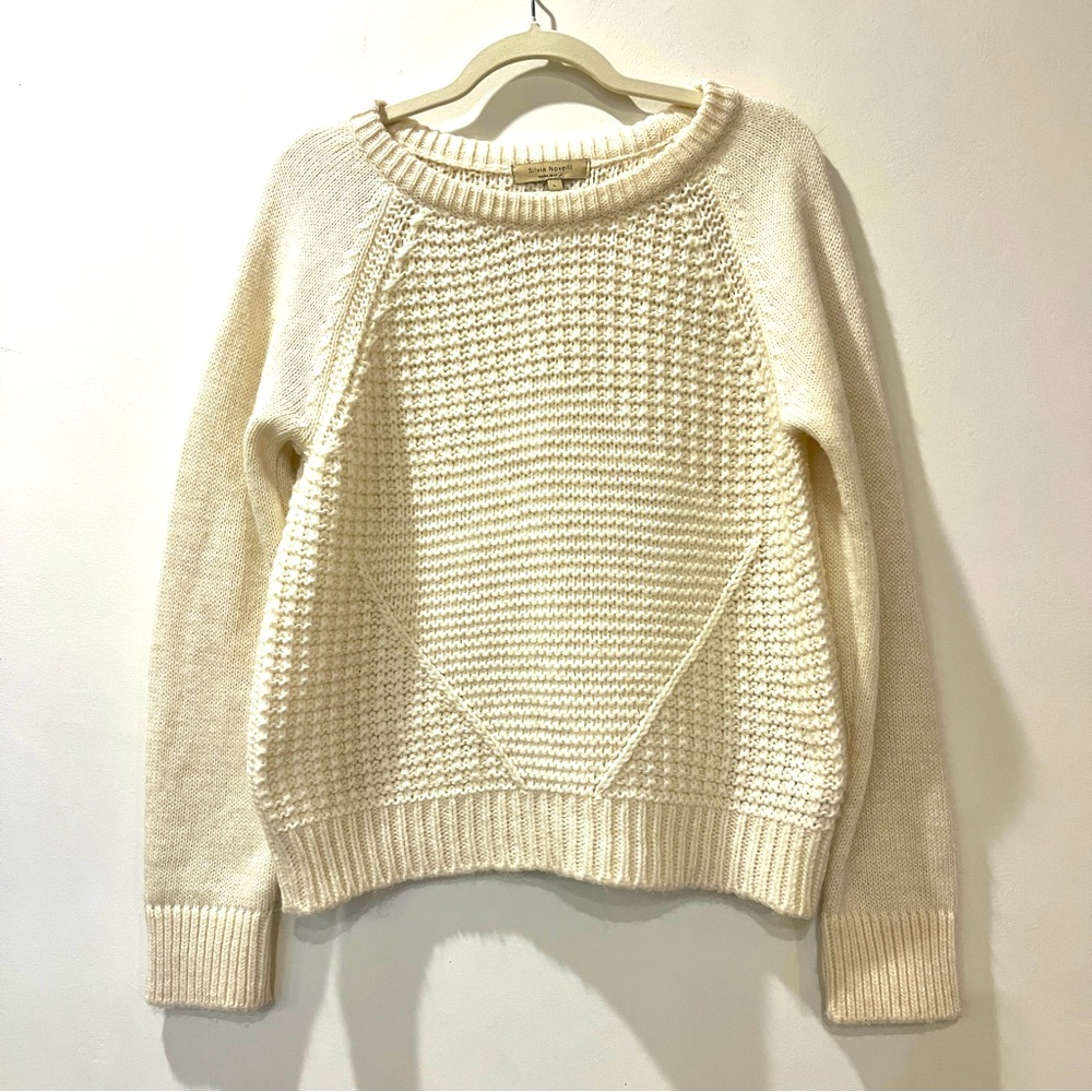 Silvia Novelli Alpaca Wool Blend Knit Sweater Ivory Large Italy Fisherman